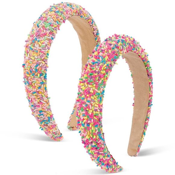 2 Pack Candy Headbands Padded Donut Glitter Hair Accessories for Women Girls